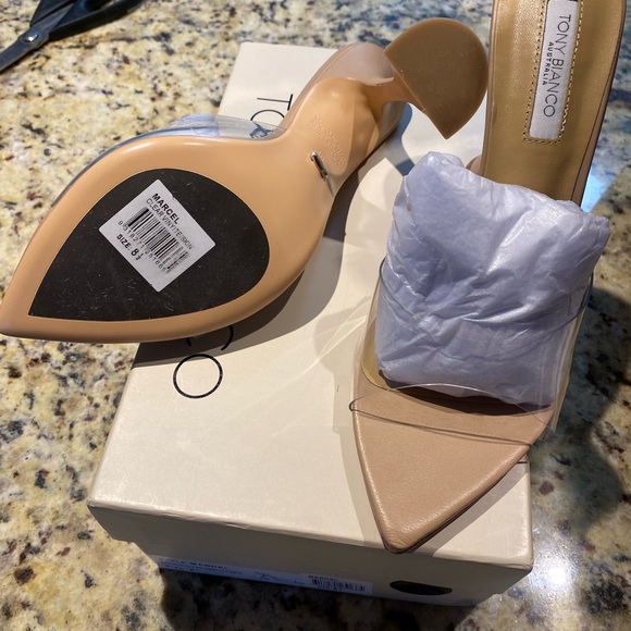 Tony Bianco Clear and Tan Marcel Mules - Picture 7 of 9